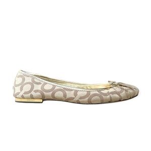 Coach Signature C Gold & Tan Ballet Flats, sz 9